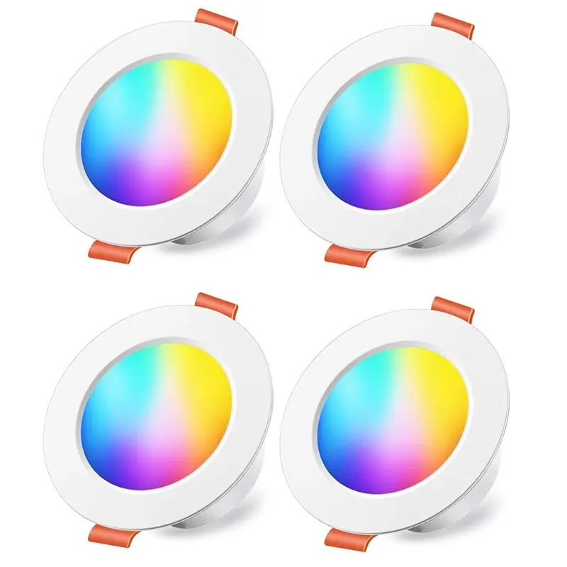 AB15-LED Recessed Downlight Bluetooth Smart Tuya, 70W Equivalent, Color Changing, 2700K Warm White Light, Remote Control(4-Pack)