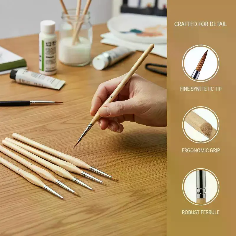 11Pcs Detail Brush Set Triangle Handle Micro Brush Acrylic Painting Art Brush Model Oil Painting Digital Painting Set