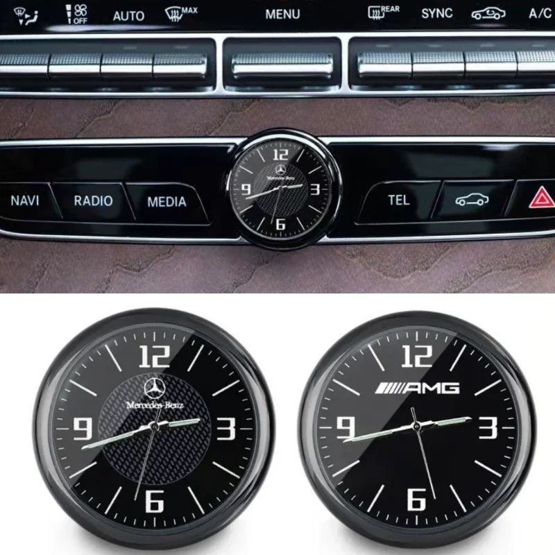 1PCS Car clock outlet aromatherapy ornament instrument table clock is suitable for Mercedes-Benz electronic clock quartz watch.