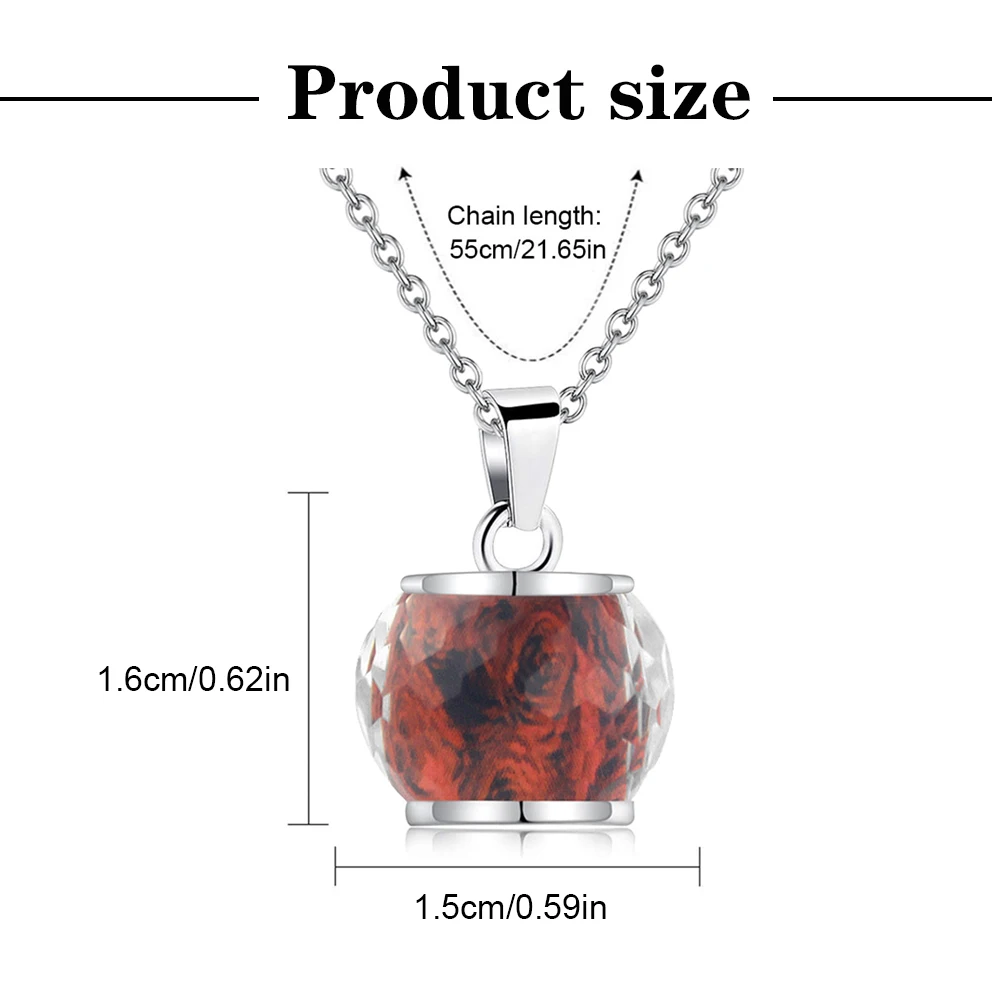 Rose Flower Cremation Urn Necklace for Ashes Stainless Steel Memorial Cremation Jewelry Keepsake Pendant Necklace for Women Girl