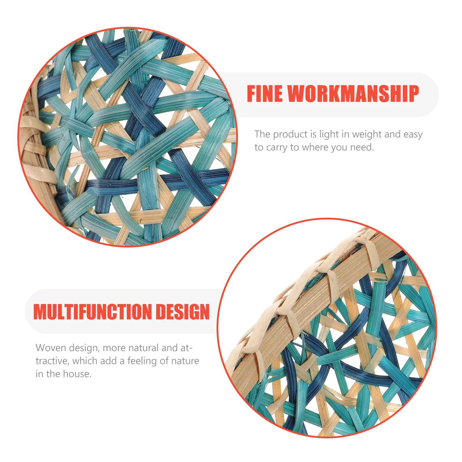 

1Pcs Bamboo Wall Hanging Decor Woven Storage Tray Handmade Fruit Basket for Home Office Decoration Vegetable Food