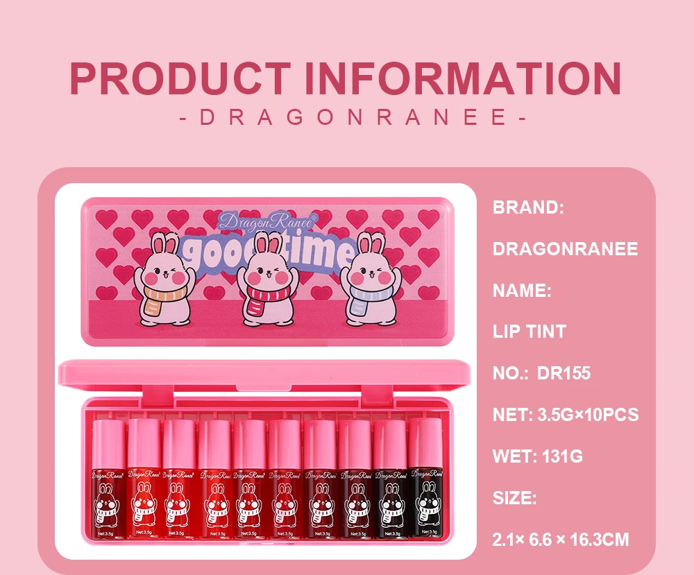 Lip Gloss Set of Ten, Mirror-Like, Glossy, Plumping, Brightening, Complexion-Enhancing Lipstick, Moisturizing, Non-Stick, Long-Lasting Lip Gloss
