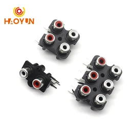 【5PCS】 2/4/6/8 Hole RCA Female Stereo Audio Jack AV Audio Input Socket Connector Lotus Row Amplifier Interface Signal Connection