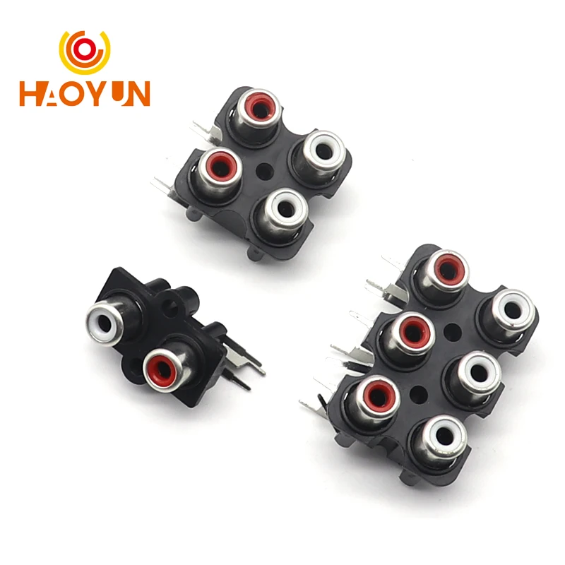 【5PCS】 2/4/6/8 Hole RCA Female Stereo Audio Jack AV Audio Input Socket Connector Lotus Row Amplifier Interface Signal Connection