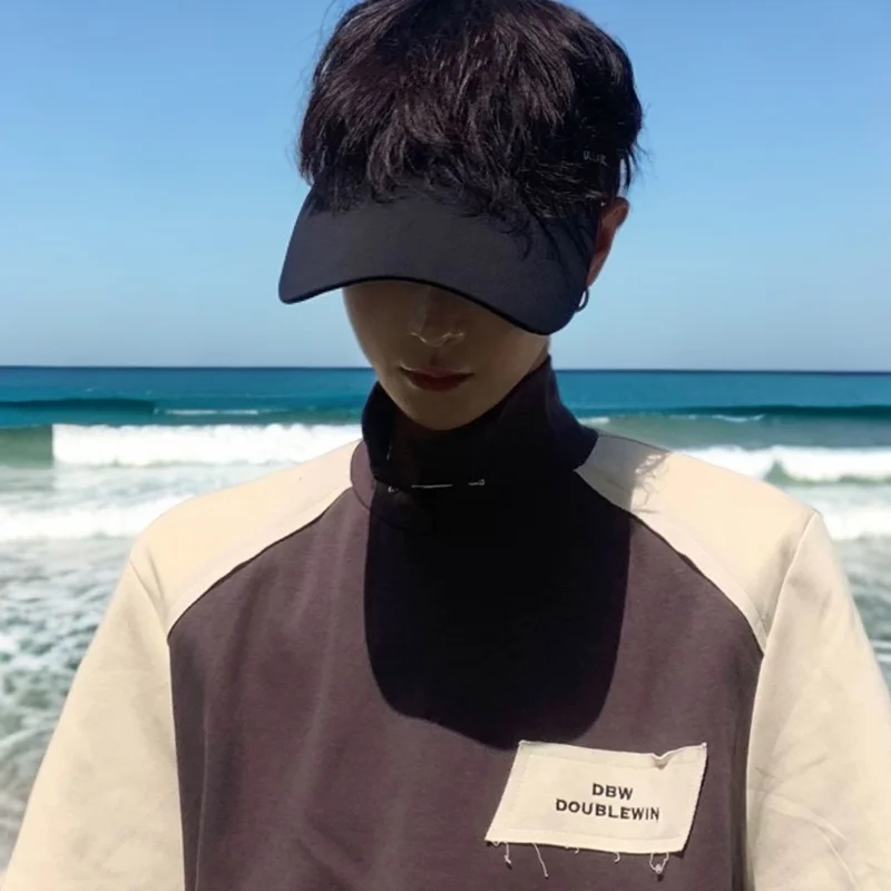 الرجال فارغة أفضل قبعة في الهواء الطلق الأشعة فوق البنفسجية حماية قبعة الشمس الصيف قبعة الشمس قبعة للشاطئ الرجال موضة قبعة الشمس الصيف قبعة للجري في الهواء الطلق 2