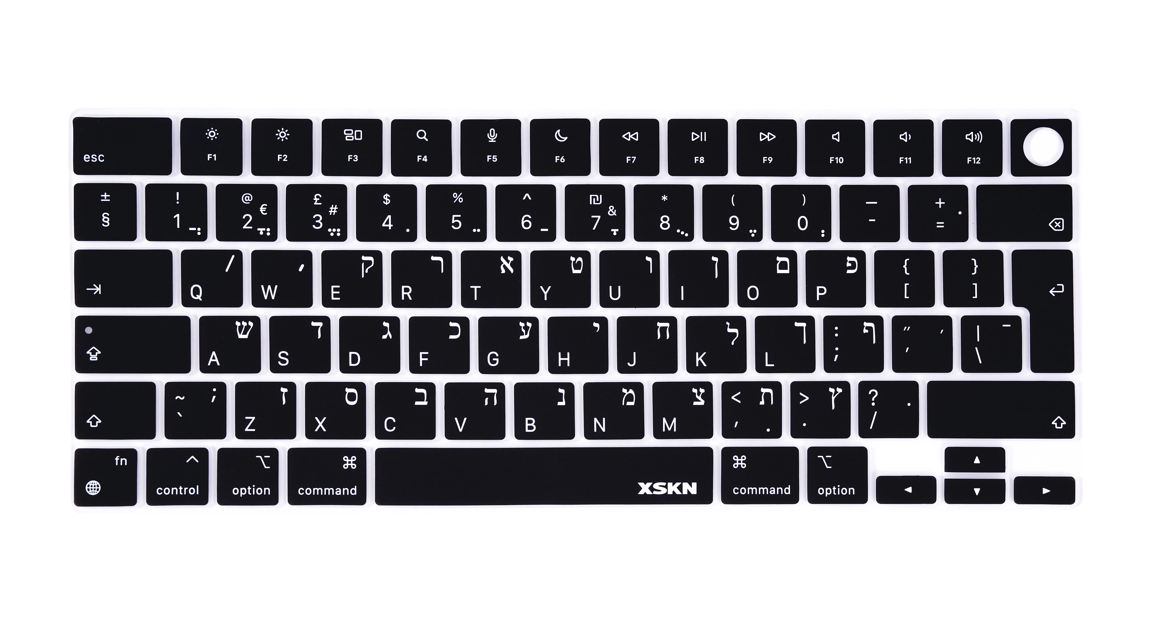 

XSKN Hebrew EU Layout Silicone Keyboard Cover Skin for 2022+ Macbook Air with Touch ID 13.6/15.3 M2 M3 A2681/A2941/A3113/A3114