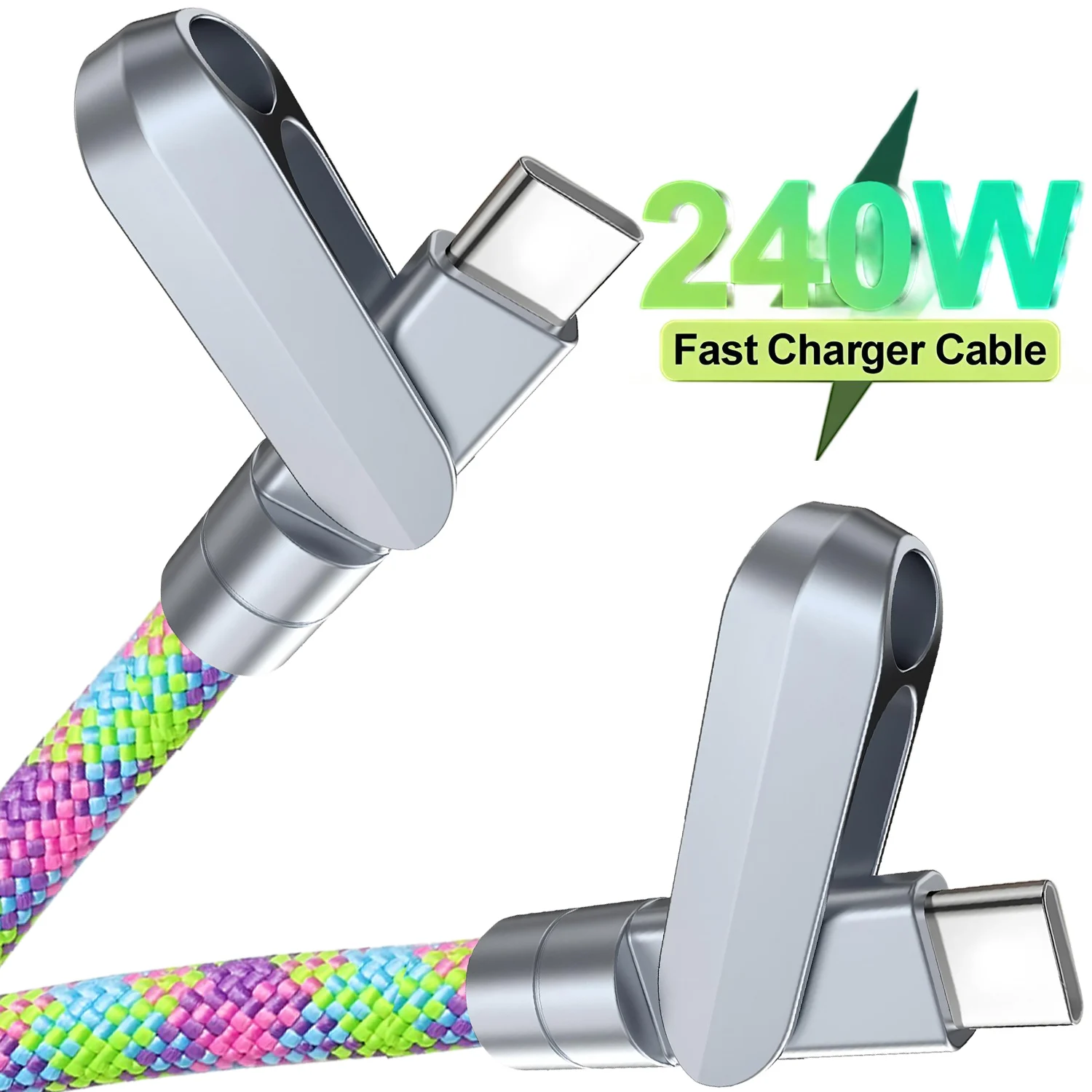 

PD240W Phone Lanyard Charge Cable 2 in 1 USB-C to USB-C Super Fast Charge Data Cable Zinc Alloy Head Lanyard Fast Charging Cable