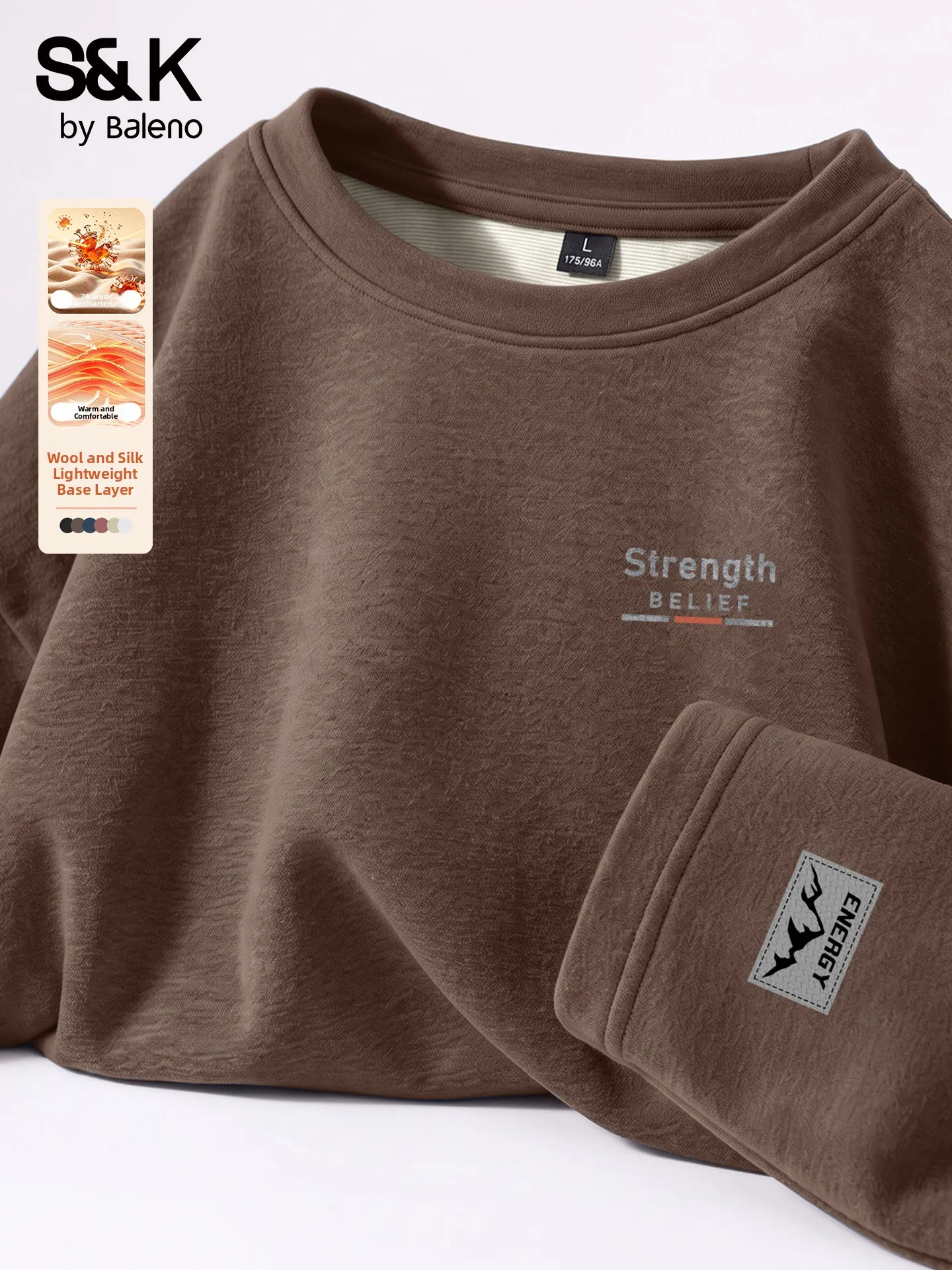Baleno Men's Thermal Long Sleeve T-Shirt Double Fleece Warmth Regular Fit Polyester Blend Winter Base Layer Shirt