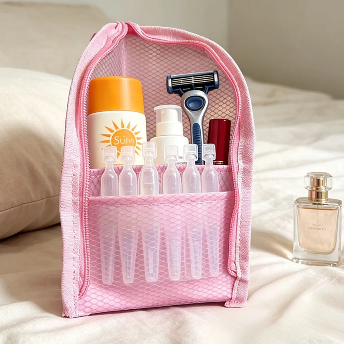 Standing Mesh Toiletry Bag Breathable Quick Dry Toothbrush Case Anti Mold Cosmetic Organizer For Travel College Dorm Gym Shower
