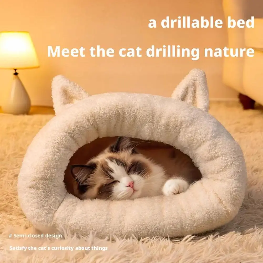 Gato de pelúcia macio inverno saco de dormir portátil quente cama felina gato saco de dormir para todas as estações interior pequeno cão gato cama