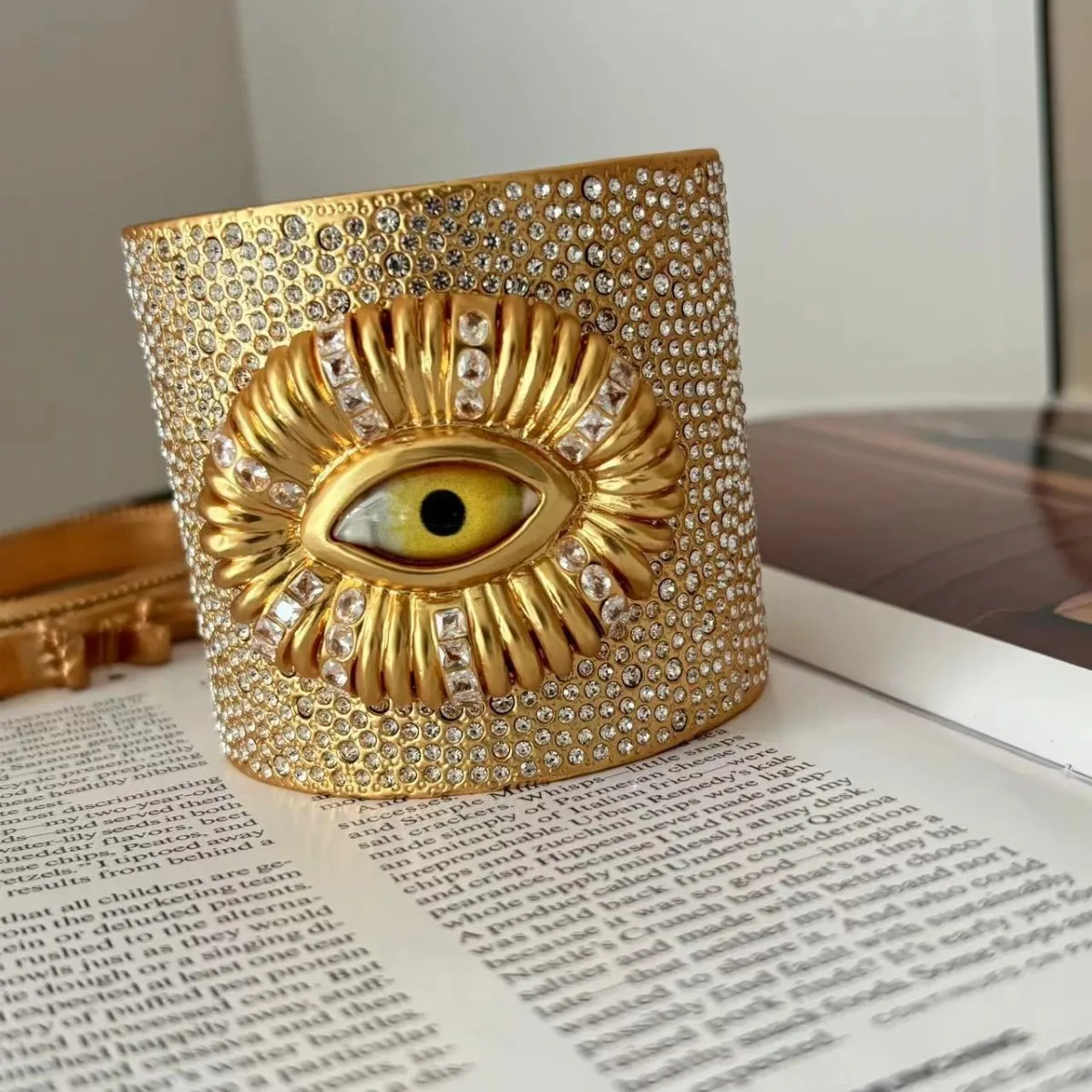 Europe Fashion Designer Full Diamond Eye Wide Luxury Bracelet Woman Top Quality Jewelry