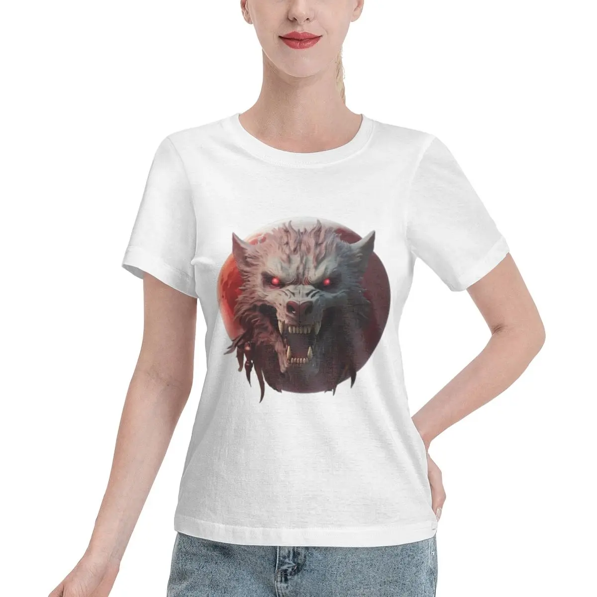 High Quality Werewolf Head Women's T-shirt Elegant Summer Women Top