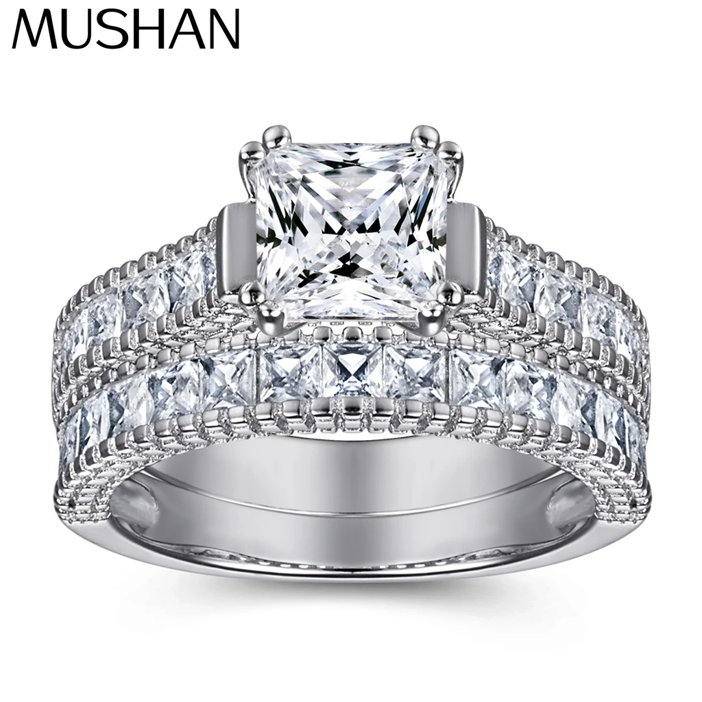 

MuShan Jewelry 925 Sterling Silver Rings Bands Rings Bands Ring 7A Cubic Zirconia Rings Bands Timeless Anniversary Women Gift