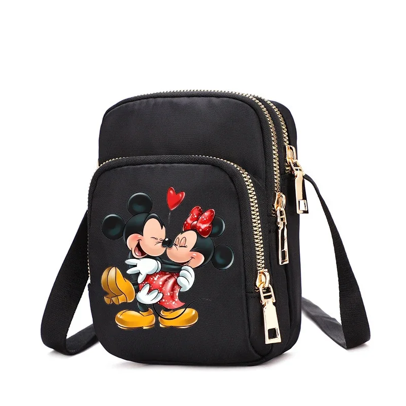 Women Crossbody Bags Disney Mickey Minnie Mouse Zipper Mobile Phone Shoulder Bag Lady Female Multifunction Mini Handbags Purse