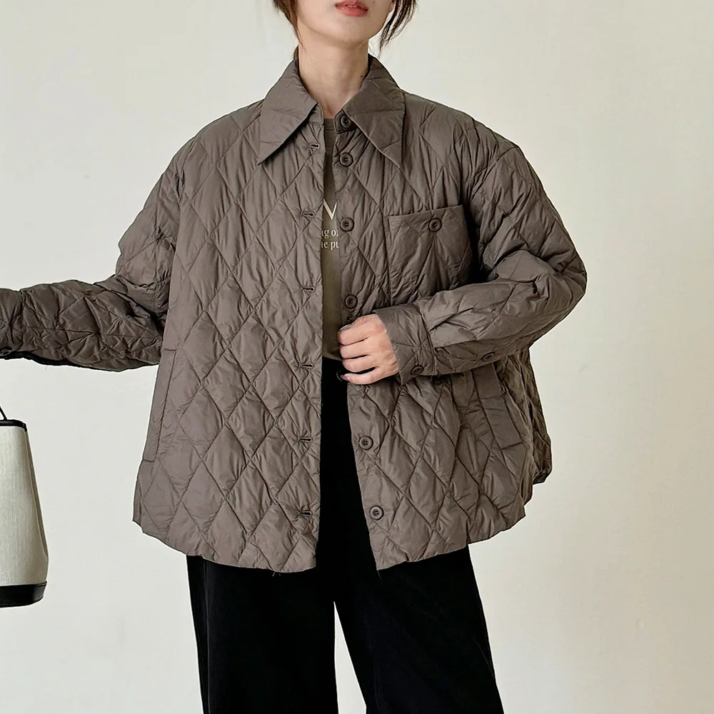 2025 outono/inverno jaqueta feminina para deslocamento camisa casual 90 jaqueta de pato branco