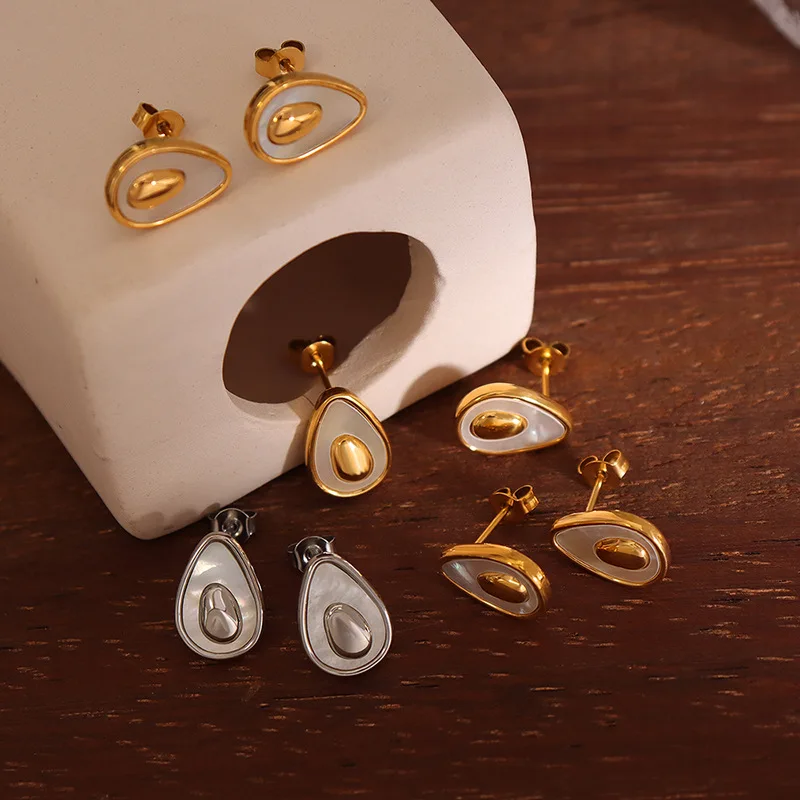 2023 New Necklace Earrings Avocado Droplet Jewelry Set 316L Stainless Steel Fashion Simple Accessories For Women