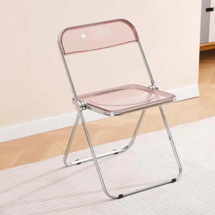 

Acrylic Folding Chair: Morden Chrome Chair - Lucite Crystal Transparent Seat - Elegant Stackable Plastic Foldable Chair for Din