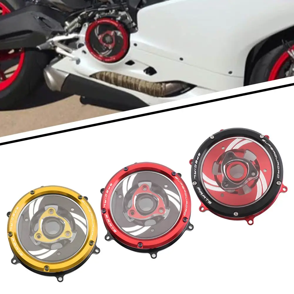 

For Ducati Panigale 959 1199 1299 2012-2019 Motorcycle Front Clear Clutch Cover CNC Aluminum Kit