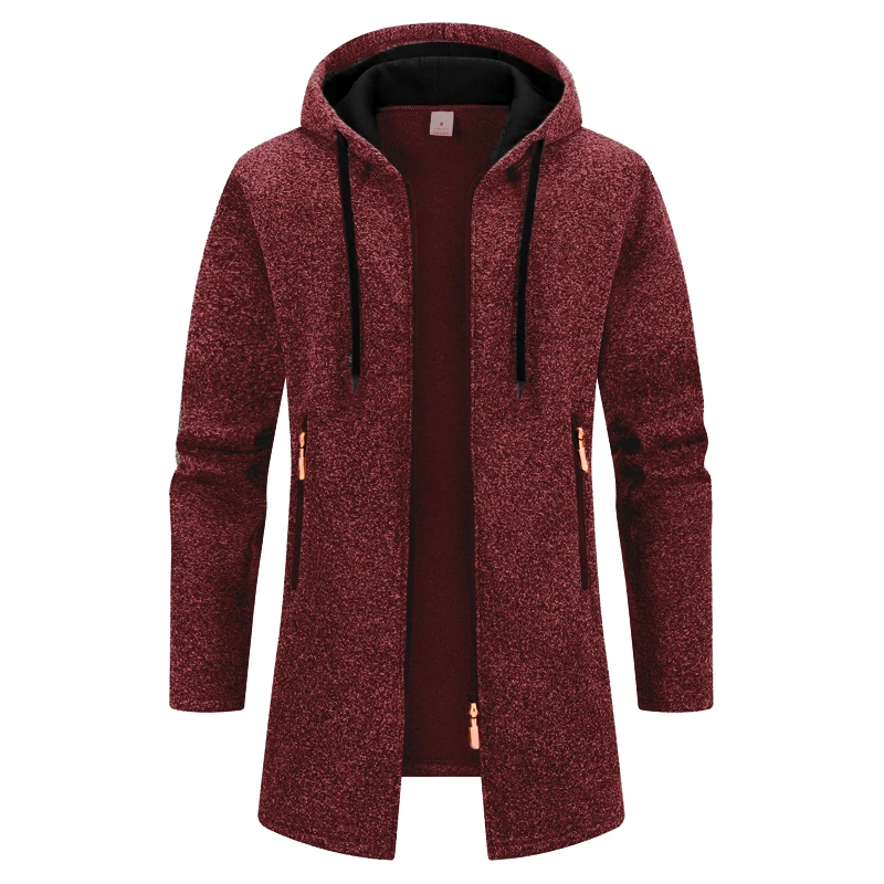 الخريف الرجال سترة طويلة بلوزات عادية مقنعين بالأزرار الرجال أبلى بطانة سمكا الدافئة هوديس المعتاد الشتاء سترة علوية #5