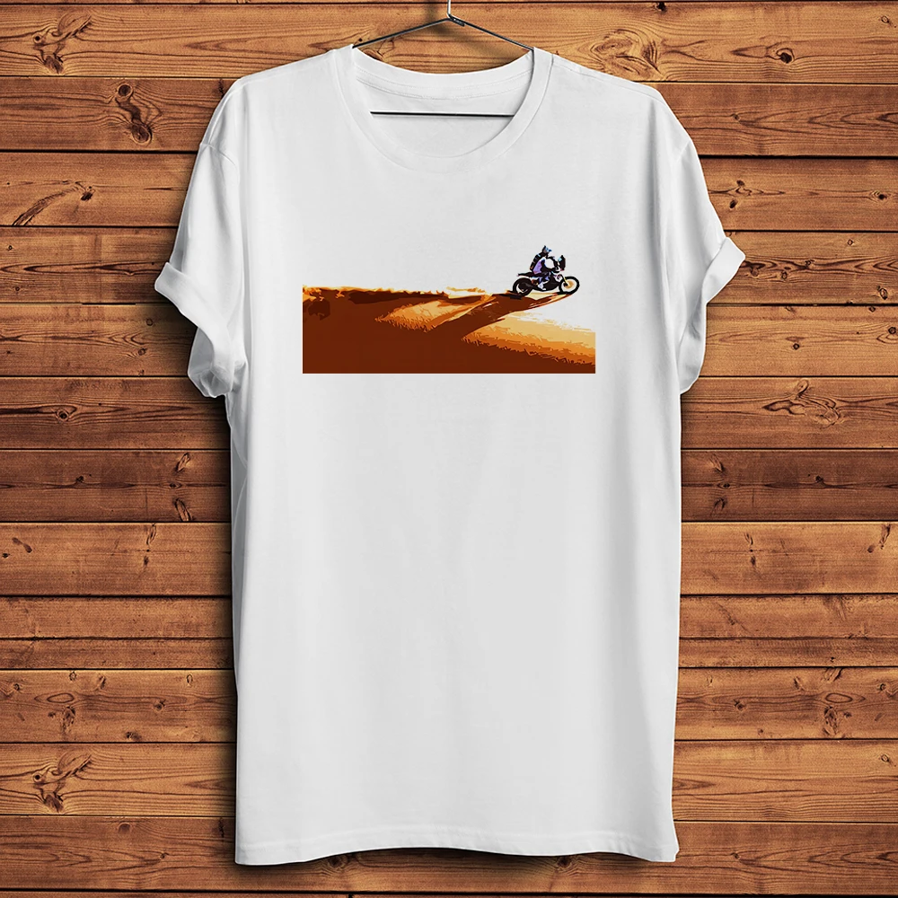 Speed Rally Rider on Sand Desert Funny Motor Casual TShirt Homme Short Sleeve Daily T Shirt Unisex Gift Tee Breathable Print