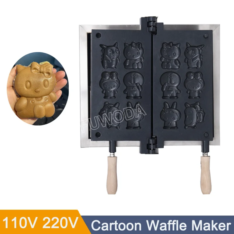 Commercial Cartoon Making Machine Non-stick Waffle Machine 110V 220V 6 Different Japanese Cartoon Characters Waffle Maker