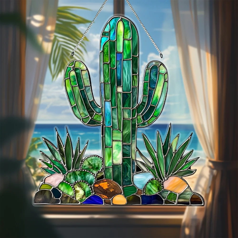 2D Acrylic Cactus Light Collector Plant Theme Spring Home Garden Hanging Decor Creative Durable Gift High Appearance Quality