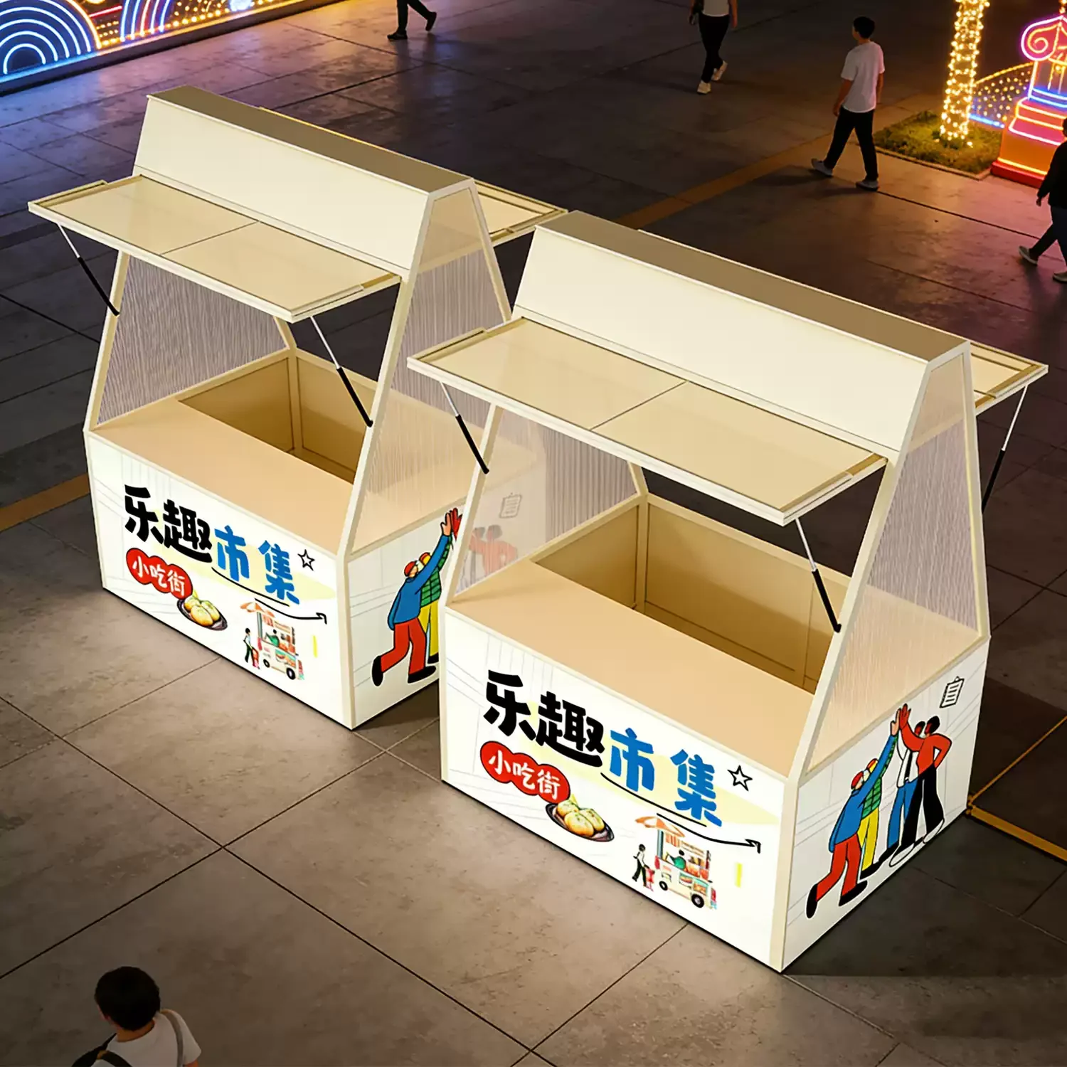 -H11 Outdoor Market Activities Street Vendors Night Market Food Stalls Mall Promotional Display Stands Movable Booths