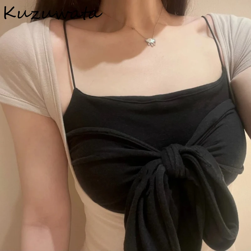

Kuzuwata Unique Square Collar High Waist Luxury Dress Casual New Panelled Bow Vestidos Japan Slim Sling Mermaid Bodycon Mujer