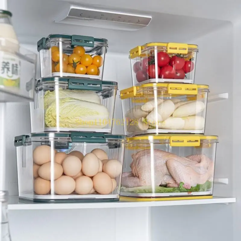 Plastic Refrigerator Airtight Food Storage Box Clear Sealed Container Timekeeping Kitchen for Fresh Bin Stackable,New Year Gift