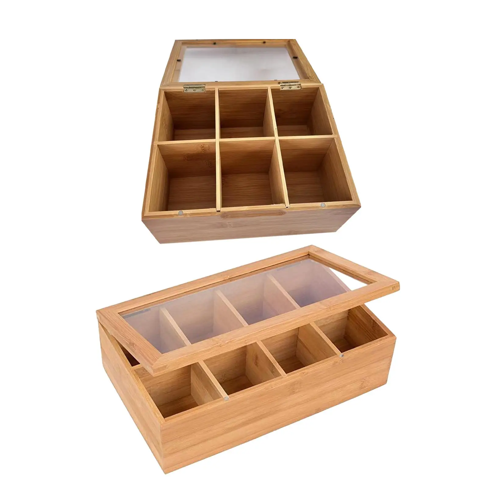 Tea Storage Organizer Tea Bag Holder Multipurpose Portable with Clear Jewelry Box Small Wooden Box for Desktop Kitchen