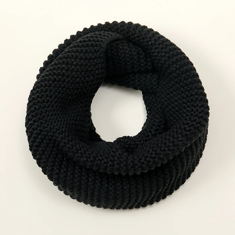 Women Winter Plain Knitted Cotton Scarf  Winter Circle Loop Scarf Vintage Thick Ring Scarves Autumn Winter Warmer Neck 47*27cm