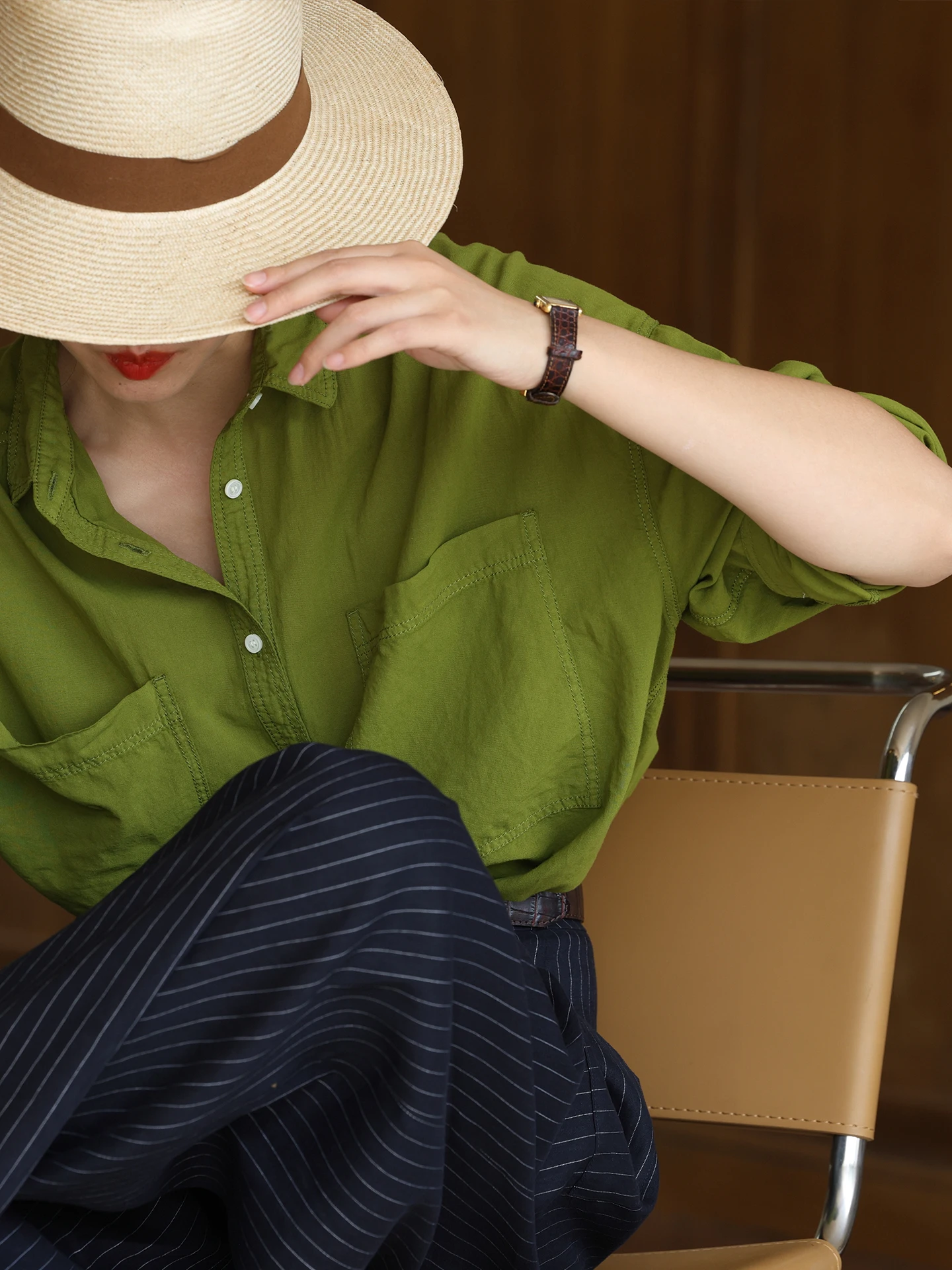 

WeTHEE Summer Thin Cotton ket irt Breathable Comfortable Lightweight Waed Pure Cotton ort Sle Women's Busin Casual