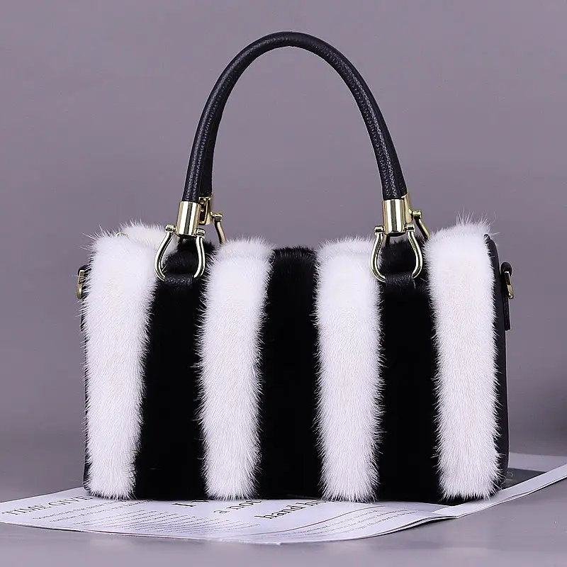 

Women Bag Winter Designer Bag Luxury Brand Mink Fur Bags Shoulder Bag Handbag Simple Office Women Fur Bag Handbags Purses