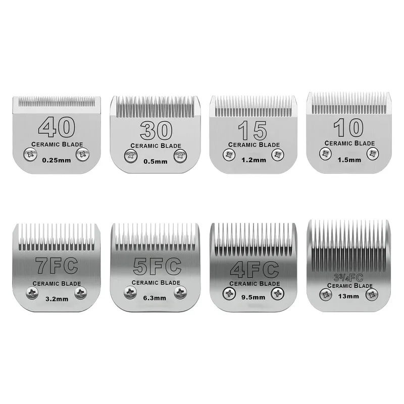 Detachable Pet Dog Grooming Clipper Ceramic Blades 40/30/10/7FC/5FC/4FC,Compatible with Andis,Oster A5,Wahl KM10 Series Clippers