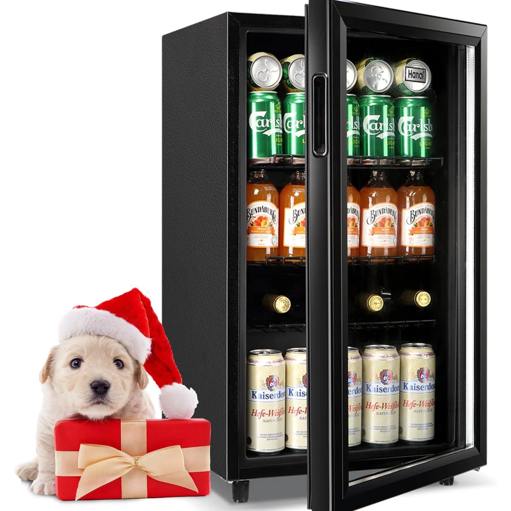 

Beverage Refrigerator, Mini Fridge Glass Door, 120 Cans With 7 Thermostat LED Lights, Refrigerator Display Case