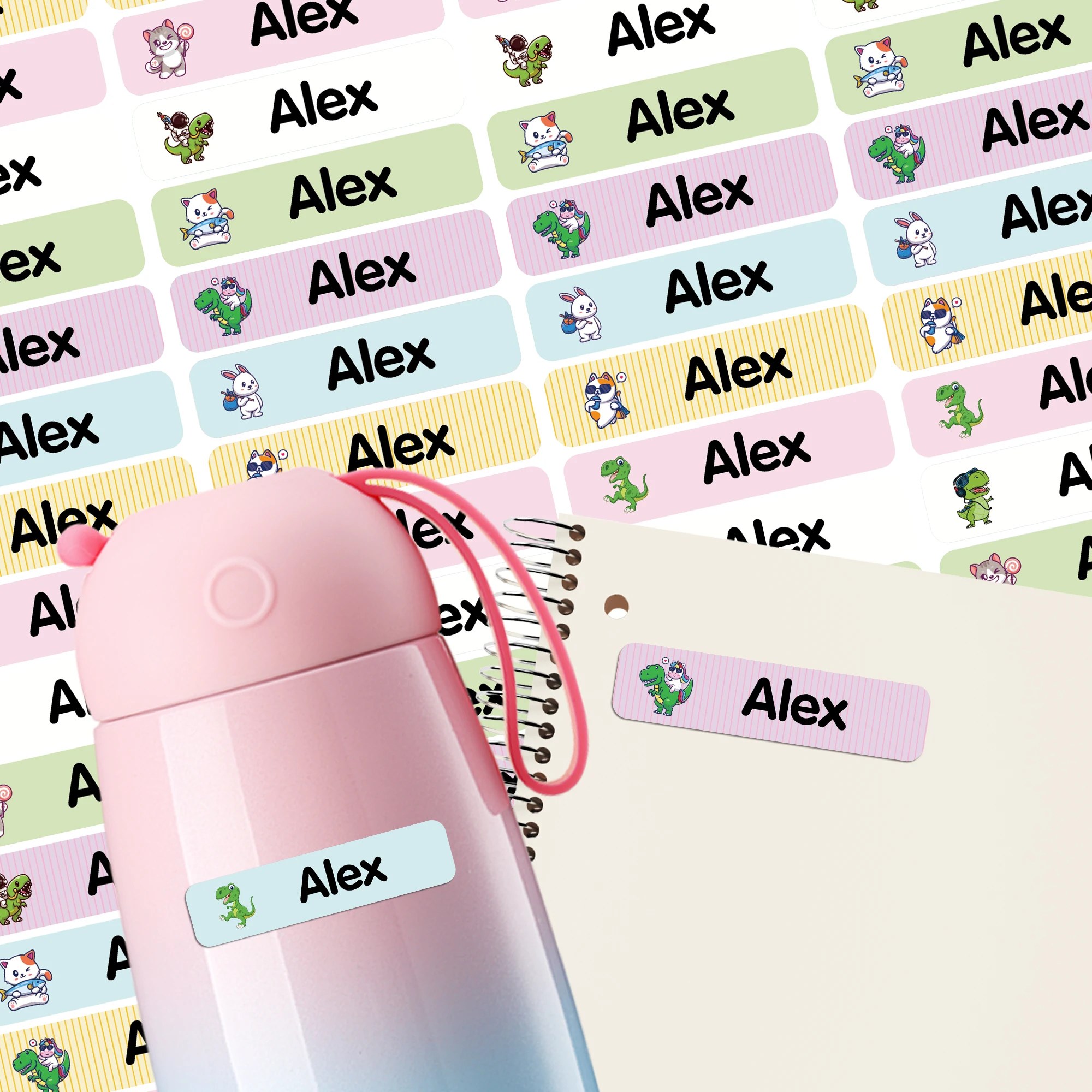 84/126pcs cute animals Custom Name Stickers Custom Tag Customizable Label Water Cup Label School Supplies