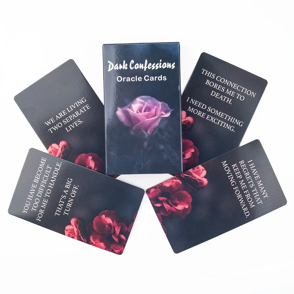 Dark Confession Oracle Cards Twin Flame Oracle Cards Love Keywords,Messages Deck, Dark Shadow 50Pcs Cards Board Playing Games