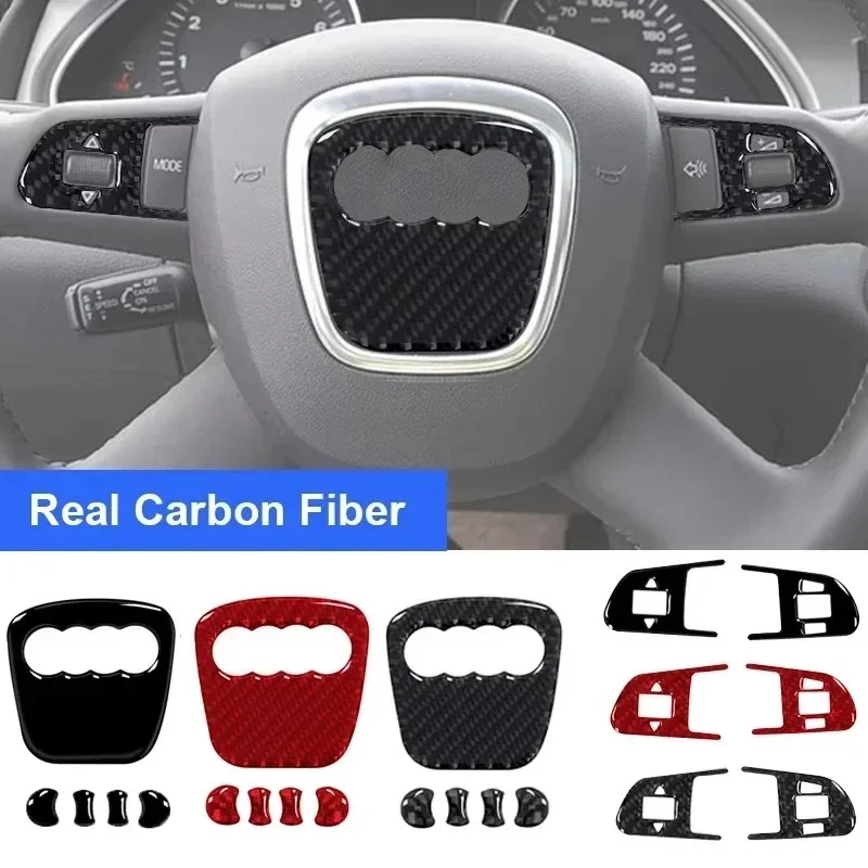1SET Car Steering Wheel Ring Trim Carbon Fiber Sticker Cover For Audi A4 B8 8K A6 C6 4F Q5 8R Q7 4L A3 Auto Accessories view 2
