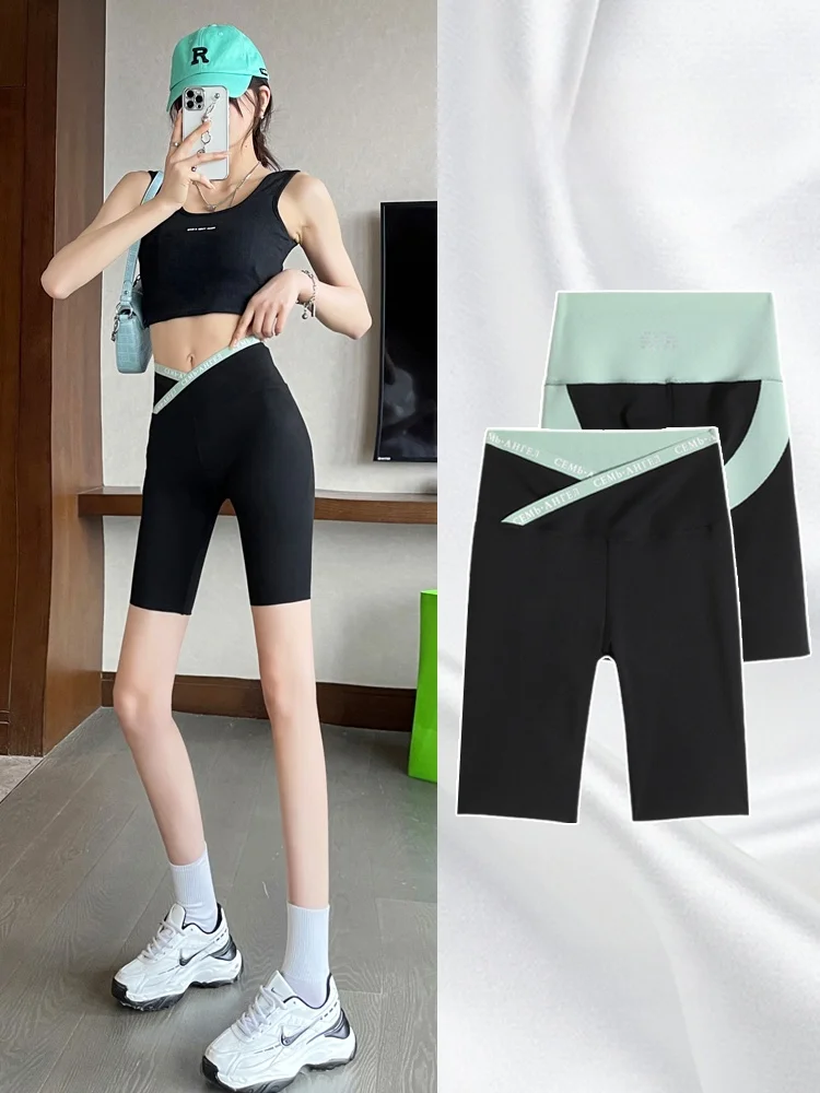 

Fitn ark orts Women's Summer Thin Se Tummy Control Butt Lifting Yoga Five-Quarter Leggings Spor orts