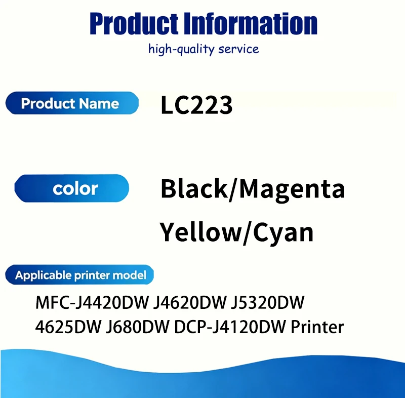 1/2/3/4/5 sets LC223 LC 223 Ink Cartridge Compatible for Brother MFC-J4420DW J4620DW J5320DW  4625DW J680DW DCP-J4120DW Printers