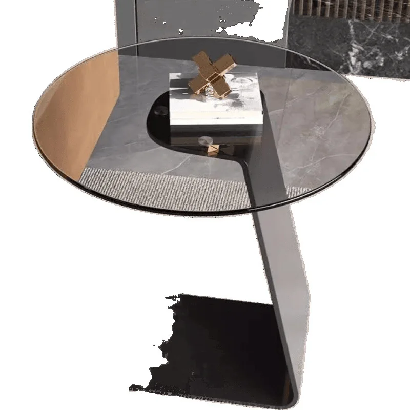 

Tempered glass coffee table, living room light luxury sofa modern simple high-end round table corner table, sofa side ta