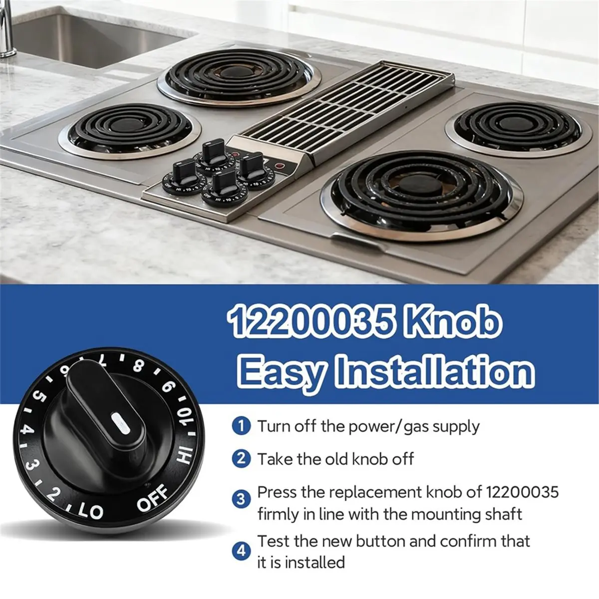 

4 упаковки 12200035 комплект ручек горелки газовой плиты для духовки Jenn Air DGGF3045RFB DGGF304GRFB