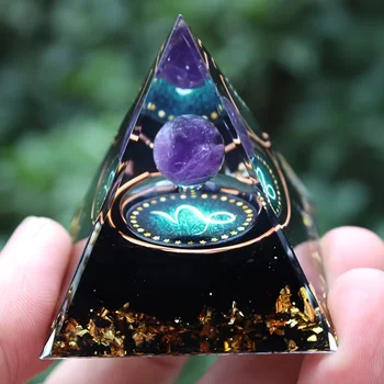 Twelve Zodiac Signs Orgone Pyramid with Amethyst
