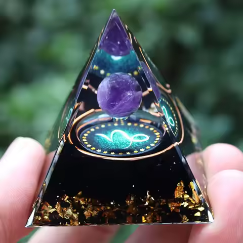 Twelve Zodiac Signs Orgone Pyramid with Amethyst for Home Decoration Unique Gift Idea for Family And Friends