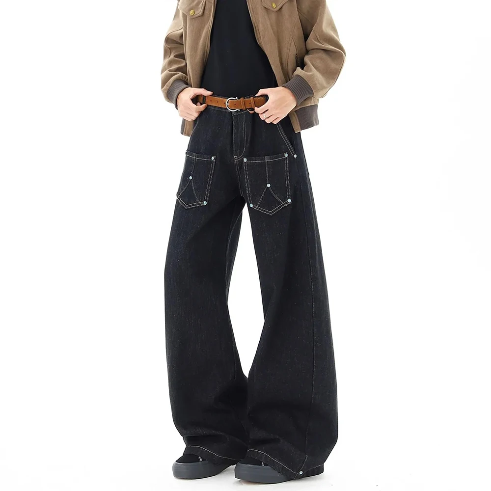 

2026 Summer New Men's Large Pocket Flared Jeans American Retro Fashion Trend High Street Loose Casual Niche Men's Bottoms
