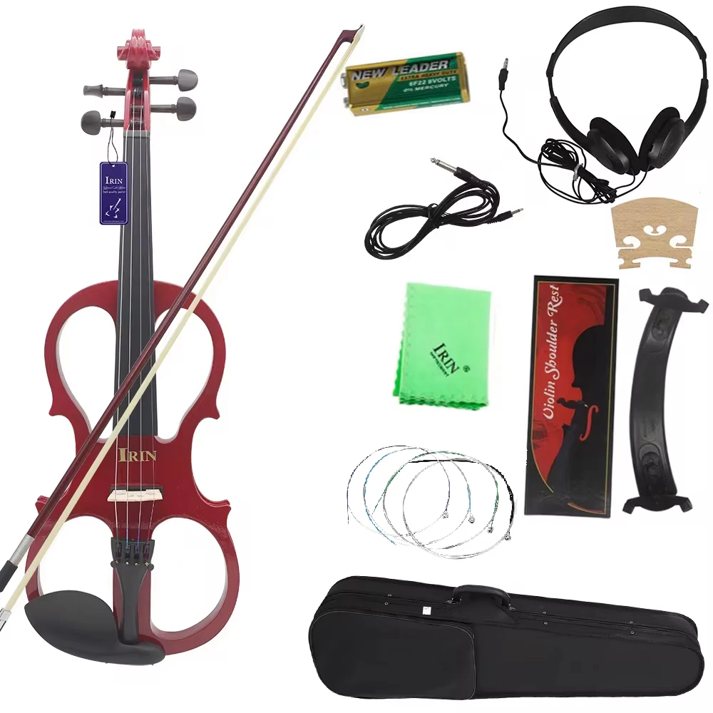 IRIN 4/4 Electric Violin Maple Body Silent Electric Violin With Bow Case Headphone Connection Cable Fiddle Parts & Accessories