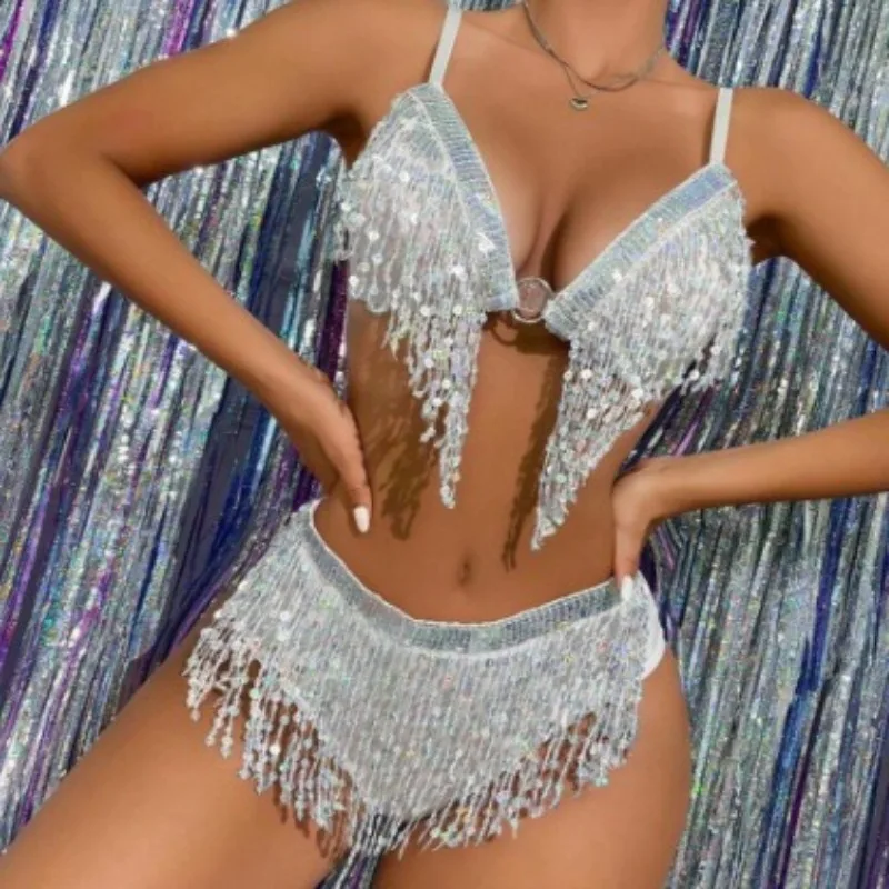 

Привлекательный и забавный Комплект из трех предметов в европейском и американском стиле с кроличьими ушками, розовая форма, прозрачный сексуальный комплект бикини, платье для плавания