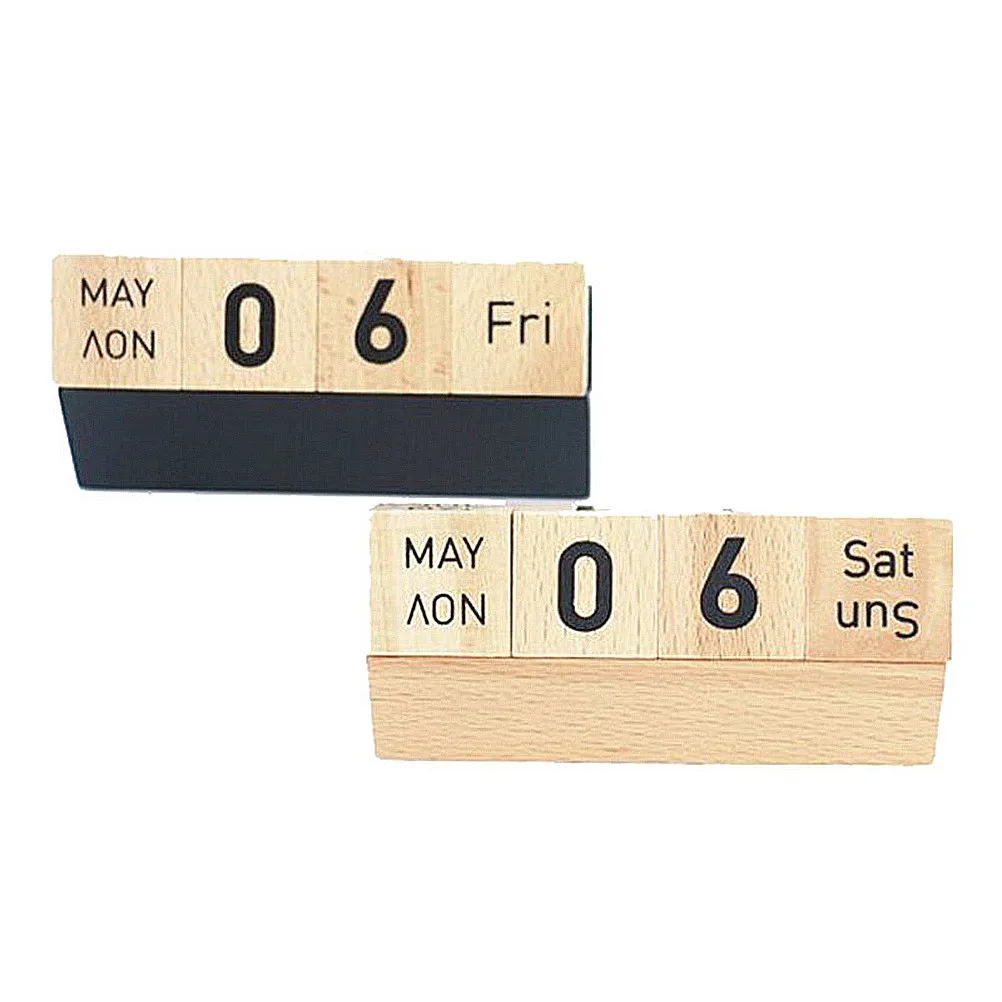 Wooden Block Calendar Modern Simple Design Manual Date Change Adorable Desk Decoration Original Color Manual Calendar