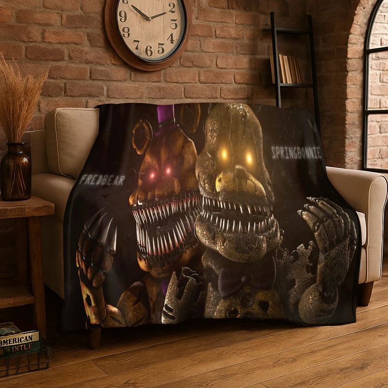 Horror F-FNAF GAME Cartoon Soft Plush Blanket,Flannel Throw Blanket for Living Room Bedroom Bed Sofa Picnic Hiking Napping Cocer