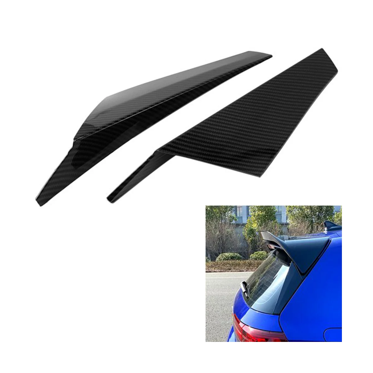 Car Carbon Fiber Rear Window Splitter Side Spoiler Wing Canard Cover Sticker Trim for VW GOLF 8 MK8 MK VIII 2020-2022